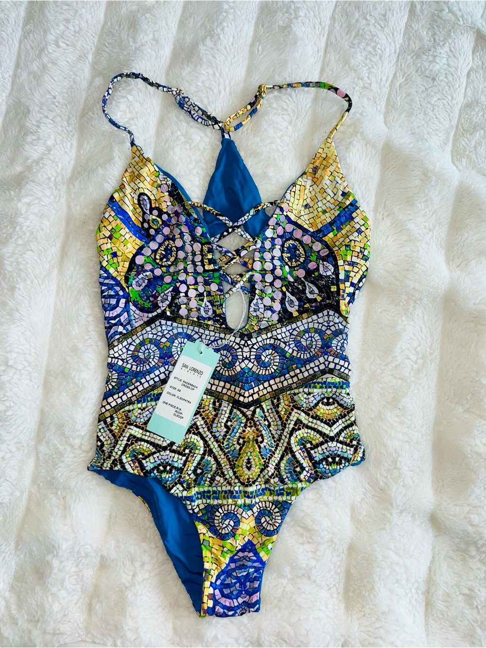 San Lorenzo Blue Multi Mosaic One-Piece Swimsuit